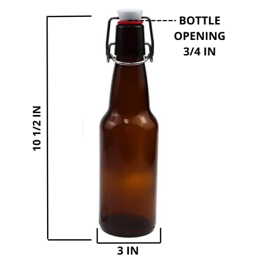 ICE N COLD | Pack of 6 Amber 16-20oz Growler with Flip Top Airtight Silicone Seal | For Beverages, Oil, Vinegar, Kombucha, Beer, Water, Soda, Kefir - color: Amber, size: Pack of 6