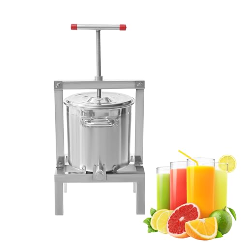 Fruit Wine Press, 2.6gal/10L Manual Juice Maker Stainless Steel Fruit Juicer Grape Apple Juice Extractor Large Capacity Apple Grapes Crusher Cider Tincture Vegetables Honey Olive Oil Press