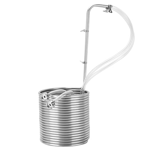 BACOENG 3/8" x 50Ft 304 Wort Chiller, Immerson Chiller, Stainless Steel Tubing Coil for Ice Bath Beer Brewing Tubing Coil, Water Cooler Equipment - size: 3/8" x 50Ft w/ Hose