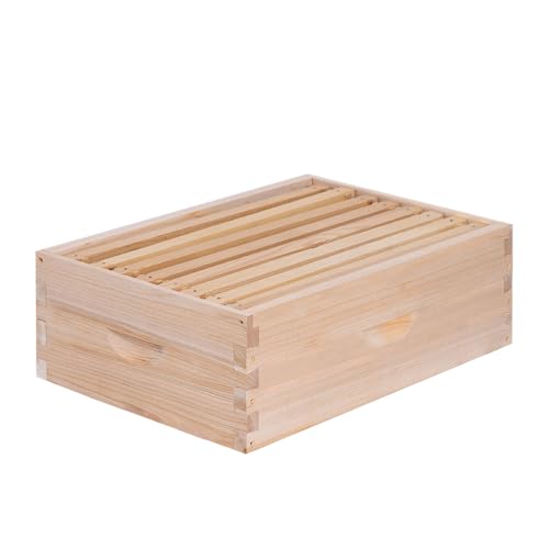 8 Frame Medium Super Beehive Box,Langstoth Super Honey Bee Hive Box, Include Beehive Frames and Waxed Foundations - size: 8 Frame