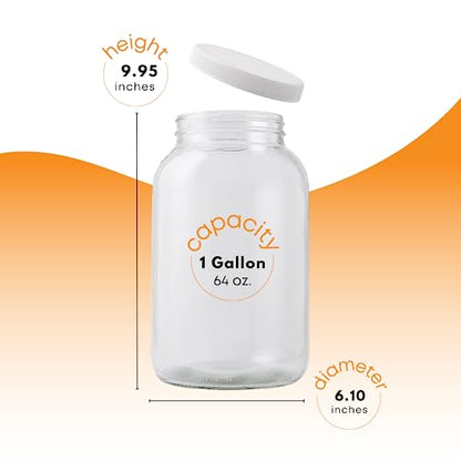 Fastrack 1 Gallon Glass Widemouth Jar, Clear (Pack of 2) - size: 2 Pack