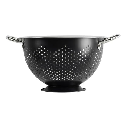 GoodCook Colander Premium Stainless Steel Construction with Handles and Elevated Pedestal Foot, 5-Quart, Black