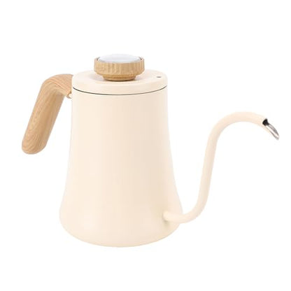 Jiawu Coffee Kettle, 600ML 304 Stainless Steel Long Spout Gooseneck Hand Drip Coffee Pot, Ergonomic Anti Scald Handle with Built In Thermometer Lid for Home Kitchen Use