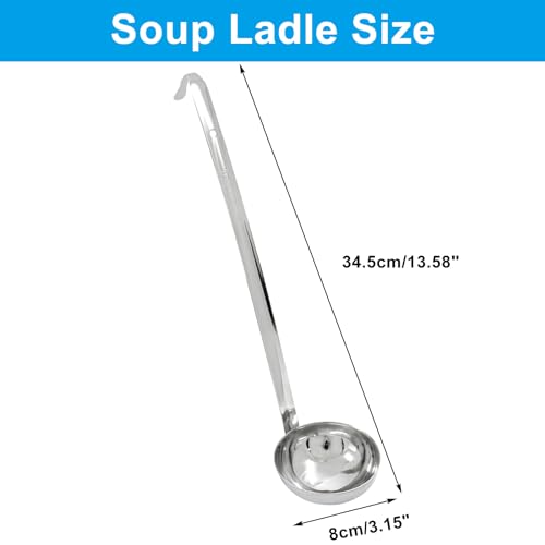 Piutouyar 3 Pcs 4 oz Soup Ladle Set, Stainless Steel Ladle with Long Hooked Handles Kitchen Cooking Serving Ladle Accessories for Cooking Soup Sauce Stews - size: 4 oz