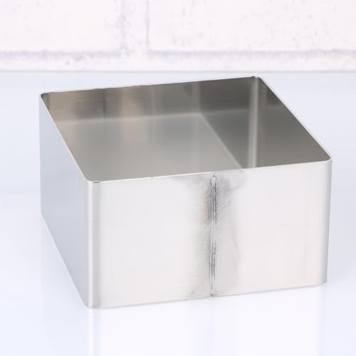 GALPADA Stainless Steel Cake Ring Square Mousse Ring Pastry Cutter Mold for Baking Cake Cookies Bread Cheese and Desserts 3.66 X 3.66 X 1.57 in 1 Pack - size: Size 5