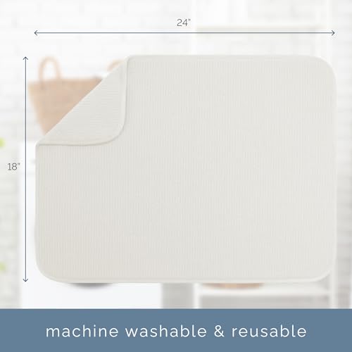 S&T INC. Dish Drying Mat XL, 18” x 24”, Absorbent Microfiber Kitchen Counter Mat, Dish Drying Pad for Dishes, Utensils, Pots and Pans, Extra Large, Cream - size: 18" x 24"