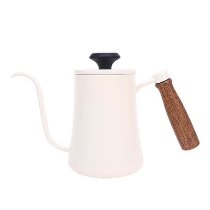 Aramox Pour Over Kettle, 600ML Stainless Steel Coffee Pot with Thermometer, Precision Control for Home Barista and Tea Lovers (White) - color: White