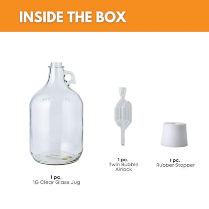FastRack 1 gal Glass Wine Fermenter, Includes Rubber Stopper and Twin Bubble Airlock, Multicolor (Pack of 2) - color: متعدد الألوان, size: 1 Count (Pack of 2)