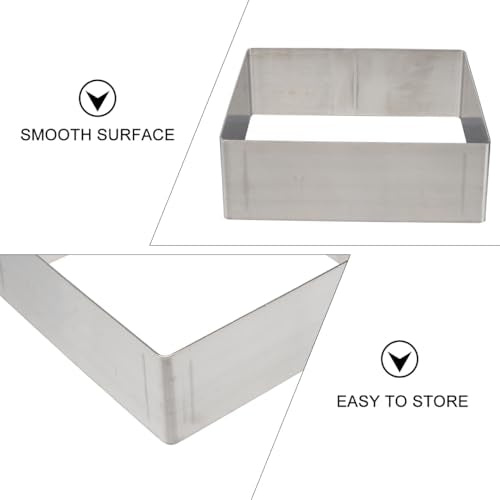 GALPADA Square Cake Ring Mold, 8in Stainless Steel Mousse Mold for Tiramisu (Silver 8 Inch) | Adjustable Scale Markings Cake Ring for Baking Mousse, Tiramisu, Pastries and Desserts - size: Size 8