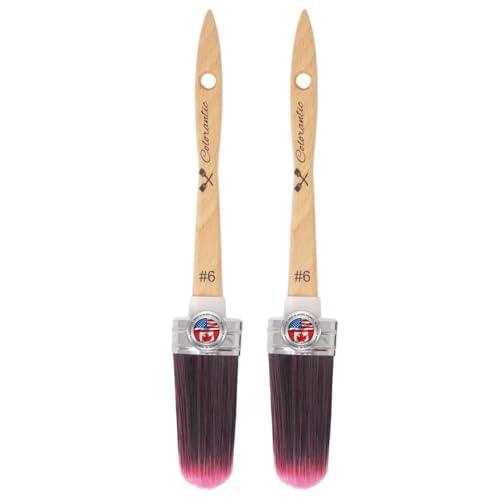 Colorantic | Round and Oval Chalk Based Paint Natural Brush | Art and Craft Home Decor (Bundle of 2 Oval Purple Brushes #6) - size: Bundle of 2 Oval Purple Brushes #6