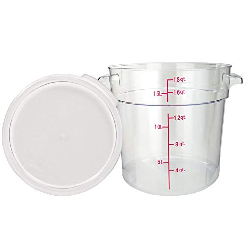 Tiger Chef 18 Quart Commercial Grade Clear Food Storage Round Polycarbonate Containers With Clear Lids - size: 18 Quart
