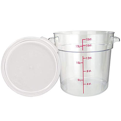 Tiger Chef 18 Quart Commercial Grade Clear Food Storage Round Polycarbonate Containers With Clear Lids - size: 18 Quart