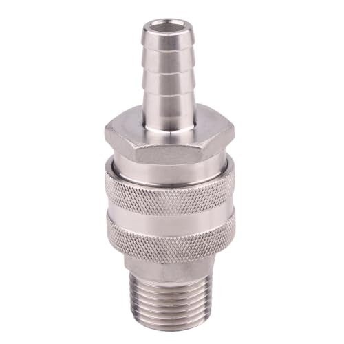 DERNORD Stainless Steel Quick Disconnect Set - Beer Brewing Connector Kit (Barb Female/MPT Male(Pack of 2)) - size: Barb Female/MPT Male