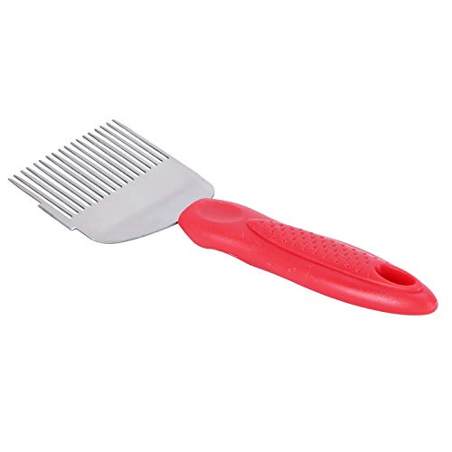 ZJchao Stainless Steel Bee Uncapping Fork with Plastic Handle Honey Scraper for Beekeeping Red