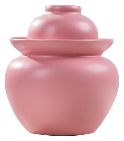 Fermentation Jars，Fermentation Crock Jar,Sauerkraut Crock,Pickle Jar Traditional Chinese Ceramic Fermentation Crock Jar Pickling Jar With Water Seal Airlock Lid,Large Thickened Ceramic Pickle Jar Kimc - color: Pink, size: 5KG