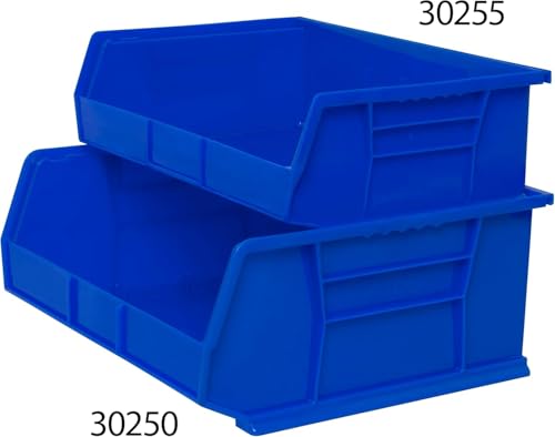 Akro-Mils 30255 AkroBins Plastic Storage Bins, Space-Saving Stackable Bins for Garage, Pantry, Craft Organization, 11" x 16" x 5", Blue, 6-Pack - color: Blue
