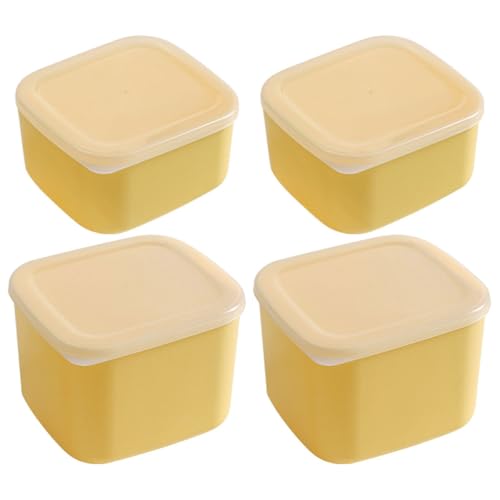 Beaupretty Cheese Storage Boxes Set 4pcs (2 Large + 2 Small) Covered Cheese Keeper Containers for Refrigerator Kitchen Supplies Multi-function Garlic Ginger Storage