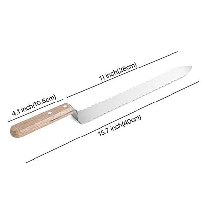 Flexzion 11" Stainless Steel Cold Uncapping Serrated Blade Knife and 12" Plastic Needle Roller, Bee Hive Wax Scraper Uncapper Extractor Beekeeping Tool Equipment for Beekeepers Honey Extracting