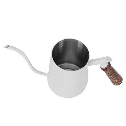 650ml Gooseneck Coffee Kettle Stainless Steel Pour Over Kettle with Thermometer Ergonomic Handle for Precise Brewing Tea Coffee (650ml white) - color: 650ml white