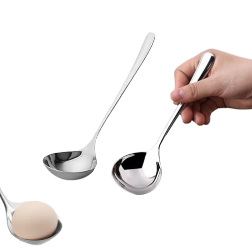 Soup Ladle, 2Pcs 304 Stainless Steel Ladle Spoon Small Gravy Soup Ladle Kitchen Utensil Cooking Serving Spoon for Cooking Buffet, Party, Kitchen(6.69inch+8.07inch)