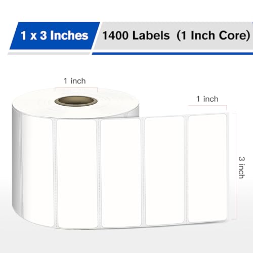 L LIKED 3" x 1" Thermal Labels, Blank Removable Labels with No Residue, Water and Oil Resistant, Use for Both Home and Office (1 Roll, 1400 Labels) - size: 1x3-1400
