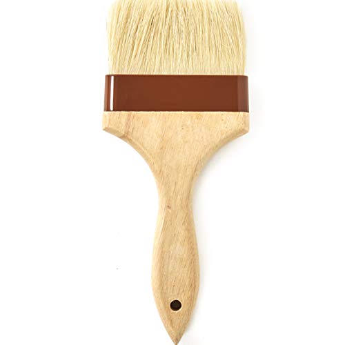 Durable, Real Wood 4 Inch Boar Bristle Pastry Brush. Grill and Kitchen Flat Brushes for Basting Meat, Spreading Butter, Eggs, BBQ Sauce or Marinades. Chef Quality Cooking, Baking or Grilling Tools - size: Medium