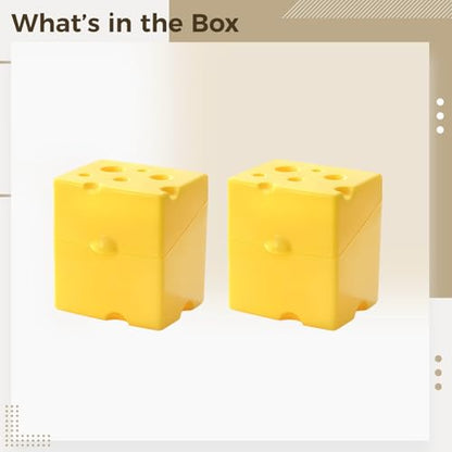 2 Pcs Cheese Storage Box, 650 Ml Plastic Container with Lid, Ideal for Fridge, Yellow