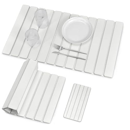 2 PCS Extra Large Stone Dish Drying Mat for Kitchen Counter, Foldable Quick Drying Dish Mats, Super Absorbent Drying Pad, Kitchen Counter Mats for Dishes, Bottles, Cups(White 28"×16" & 8"x4") - color: White