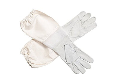 Premium Goatskin Leather Bee Gloves with Breathable Vent and Long Canvas Sleeve, Protective Gear for Beekeepers (L) - size: Large