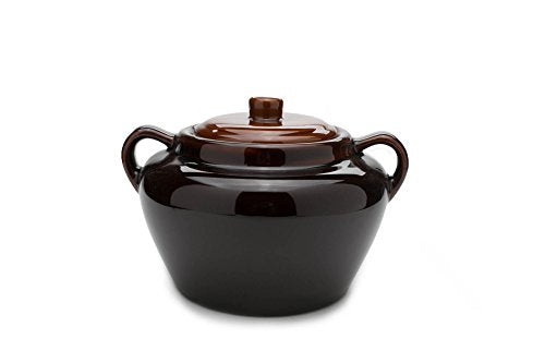 Fox Run 0350 Stoneware Bean Pot, 9.75", Brown | Bake & Serve Baked Beans, Stews, Chili & More | Scratch & Stain Resistant | Beautiful Earthenware | Large 3.5 Quart Capacity