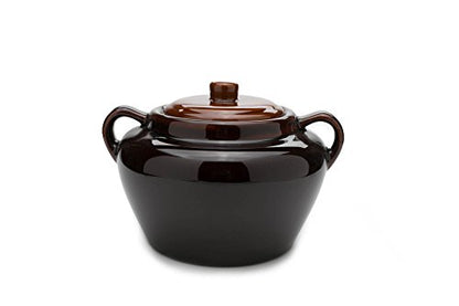 Fox Run 0350 Stoneware Bean Pot, 9.75", Brown | Bake & Serve Baked Beans, Stews, Chili & More | Scratch & Stain Resistant | Beautiful Earthenware | Large 3.5 Quart Capacity