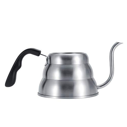 Stainless Steel Coffee Kettle with Gooseneck Spout Built in Thermometer Accuracy Pouring for Perfect Brew(1L-Silver) - size: 1L
