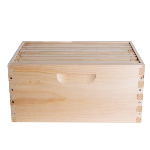 Stoney Acres Beekeeping Beehive Box, 8 Frame Deep Assembled Super or Brood Honeybee Hive Box with Plastic Foundation Frames, Amish Made