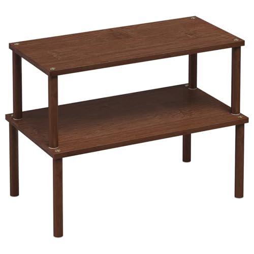 VERTORGAN Cabinet Organizer Shelf(Set of 2),Kitchen Counter Shelves,Bamboo Spice Rack Countertop and Cabinet,Stackable Expandable,Large(Brown) - color: Brown, size: 15.8"W