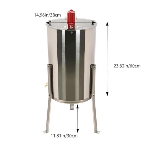 3 Frame Manual Honey Extractor, Stainless Steel Honey Spinner with Stable Triangular Leg Base for Beekeepers, Farm and Household Honey Harvesting