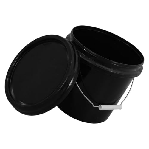TEHAUX Plastic Bucket with Lid 5l Small Sealed Household Storage Pail Thickened Black Food-Grade Plastic Container for Cleaning and Liquid Storage