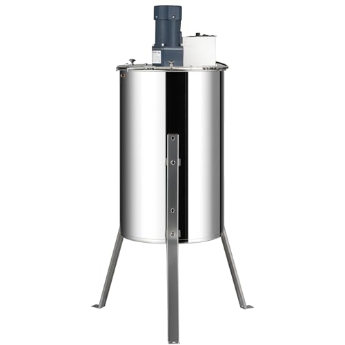 VEVOR Electric Honey Extractor, 2/4 Frame Stainless Steel Beekeeping Extraction, Honeycomb Drum Spinner with Transparent Lid, Apiary Centrifuge Equipment with Height Adjustable Stand - style: 4 Frame Rack(2 Deep Frames)
