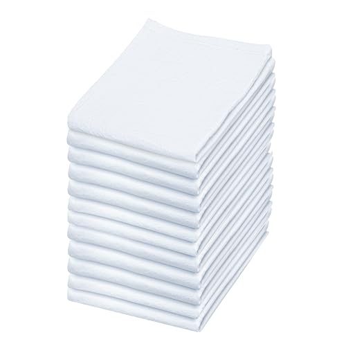 Flour Sack Towels | Tea Towel for Crafts| Kitchen Dish Cotton Blank Towel for Embroidery| Baking Bread Proofing Linen Cover| Super Absorbent Quick Dry| 12 Pack 18"x 28" White - color: White, size: 18"x28"-Pack of 12