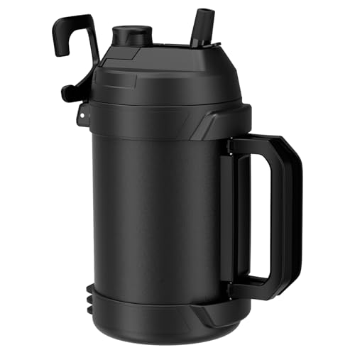 Zukro 1 Gallon Water Jug, One Gallon Large Triple Wall Insulated Water Bottle With Straw and Spout, Keep Cold 48 Hours, No Sweat 128 oz Stainless Steel Sport Jug For Gym, Camping, Outdoors, Black - color: Black