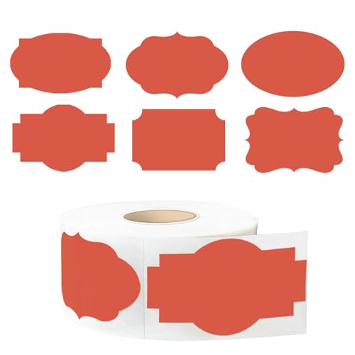 350 PCS Gift Tags Stickers Name Labels Stickers,2" x 1.2" Fancy Shape Stickers Self-Adhesive Handmade Bottle All-Purpose Jar Labels for Presents Cosmetic Decoration Jars Food Craft (Red) - color: Red, size: 2*1.2 inch