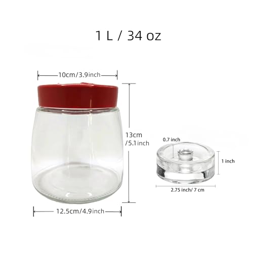 1 Liter Fermentation Jar, Fermenting Kit with Venting Valve Airlock and Fermenting Weight, Pickle Jar, Wide Mouth Glass Jar for Pickles, Kimchi, Sauerkraut, Mead, Kombucha, Sourdough - size: 1.0L