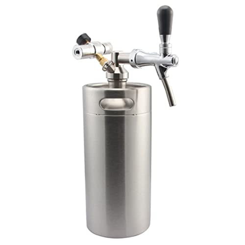 Mini Stainless Steel Beer Keg,Portable Home Dispenser System to Keep Fresh for Home Kitchen Brewing Beer,Keeps Carbonation for Craft Beer Draft and Homebrew,3.6 liters