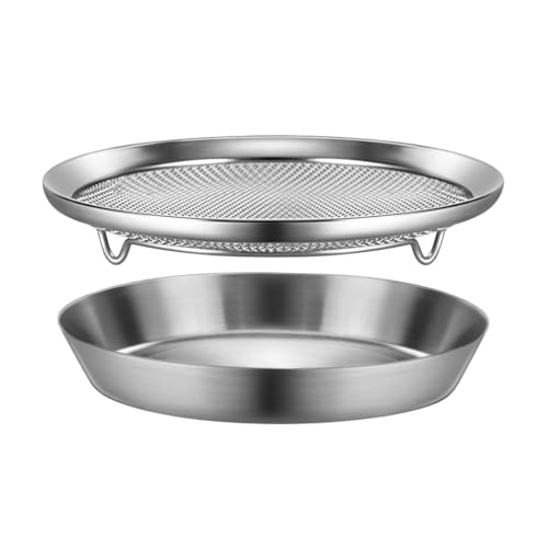 WAGENSTEIGER Stainless Steel Mesh Tray Set with Drip Pan, Air Fryer Basket and Tray, Kitchen Colander, Vegetable and Fruit Strainer, Food Filter, BBQ Prep Tool, Fruit Serving Dishes (7.48 inch) - size: 7.48 inch