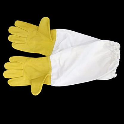 Goatskin Leather Beekeeper's Gloves with Ventilated Long Sleeves Elastic Cuffs Beekeeper Protected Gloves Beekeeping (Color : Yellow, Size : X-Large) - color: Yellow