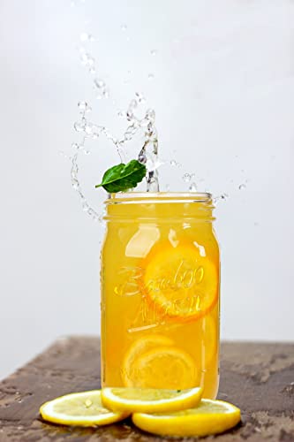 ANOTION Mason Jar with Lid and Straw, 32oz Wide Mouth Cup Reusable Drinking Glasses Tumbler Smoothie Water Bottles for Iced Coffee Margaritas Ice Cream Juice Cocktail Christmas Gifts