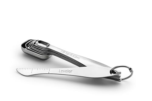 Spring Chef Stainless Steel Measuring Spoons Set of 13 with Leveler, Metal Teaspoon & Tablespoon Measuring Spoons for Cooking & Baking, Fits in Spice Jars, Kitchen Gadgets for Dry & Liquid Ingredients - style: Spoons - Set of 13