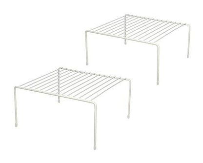 Greenbrier Kitchen Cabinet Shelf Storage Organizer Rack, Set of 2 - White, Steel Wire Rack, Space Efficient, Easy to Clean, 10'L x 6'H x 7'D