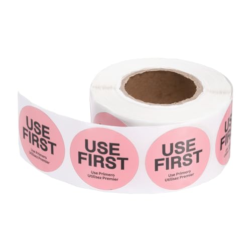 PATIKIL 500 Pcs USE First Stickers, 1.5 inch Round Use First Stickers Food Service Circle Inventory Control Adhesive Labels for Food Service Kitchen Restaurants Retail Storage Date, Pink - color: Pink, size: 1.5 Inch