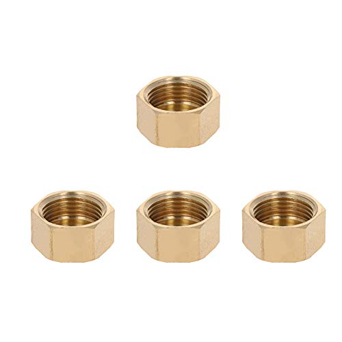 Othmro 4pcs Brass Hex Socket Pipe Fitting, 1/2" Male Thread Hose Adapter Connector Fit for 0.64" Tubes Pipe Plug Fitting Assortment Set for Garden Pipe Pneumatic Solenoid Valve Gold - size: 4pcs 1/2"