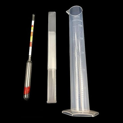 3 Pcs Scale Hydrometer and Test Jar Combo Include 1 Scale Hydrometer with Storage Bag and 250 ml Plastic Cylinder for Wine Beer Mead
